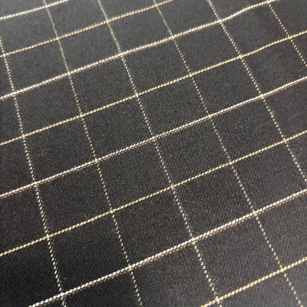 Calvino Vitale Italy 100% Wool Windowpane Suiting Fabric Black 60" 3.25 Yds - Picture 3 of 3